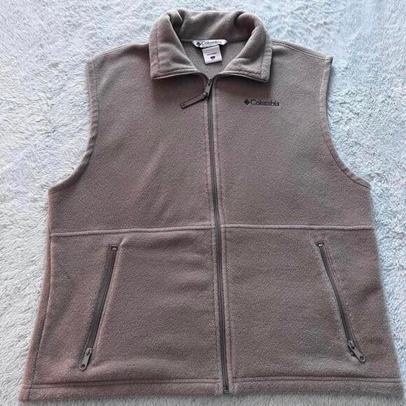 Columbia men’s size large tan fleece vest Full Zip up - Picture 1 of 7